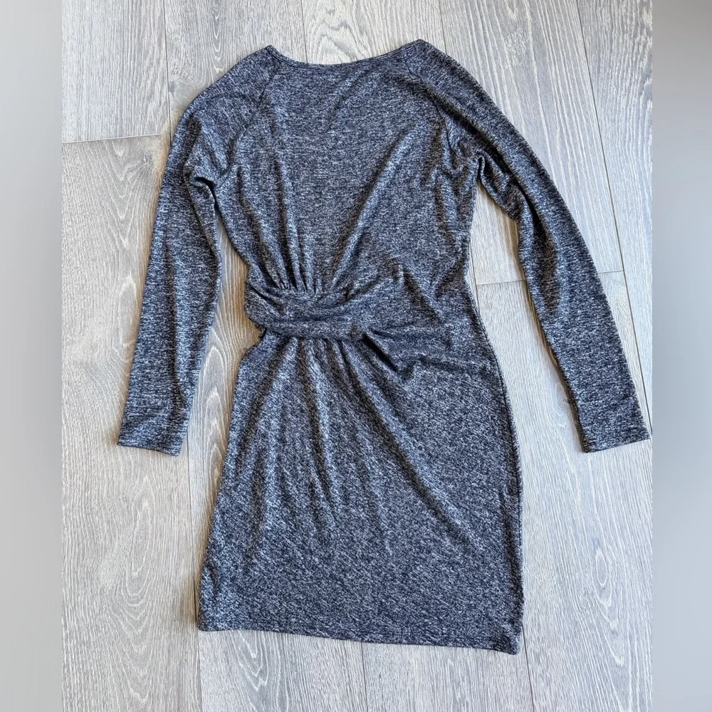 Athleta Solitude Ruched Waist Knit Dress in Marled Dark Gray Size XS